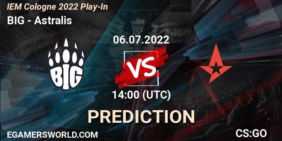 BIG contre Astralis : prédiction de match. 06.07.2022 at 14:15. Counter-Strike (CS2), IEM Cologne 2022 Play-In