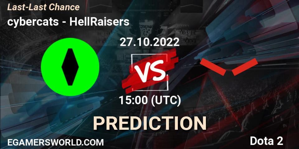 cybercats contre HellRaisers : prédiction de match. 27.10.2022 at 15:15. Dota 2, Last-Last Chance