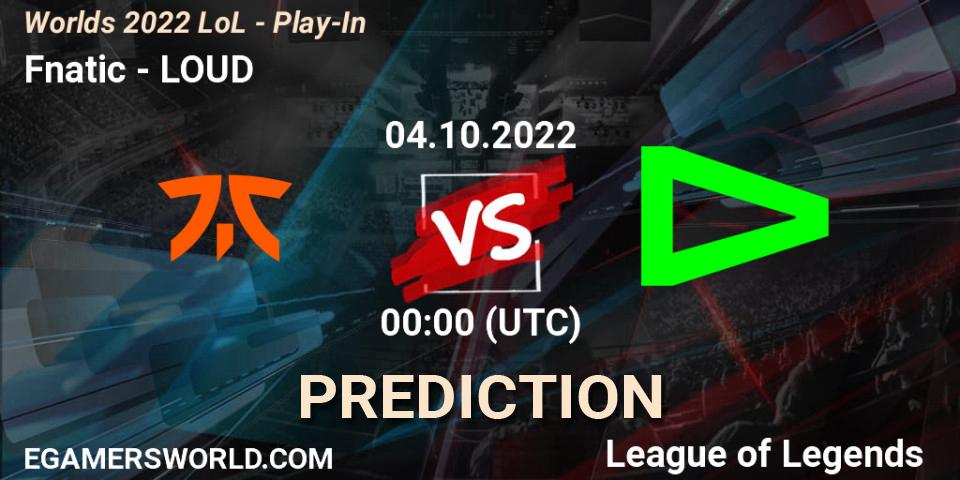 LOUD contre Fnatic : prédiction de match. 01.10.22. LoL, Worlds 2022 LoL - Play-In