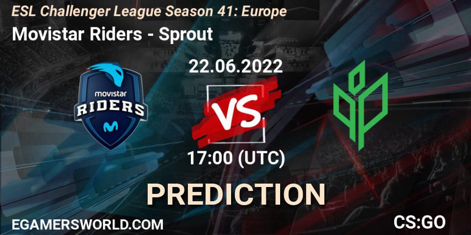 Movistar Riders contre Sprout : prédiction de match. 22.06.2022 at 17:00. Counter-Strike (CS2), ESL Challenger League Season 41: Europe