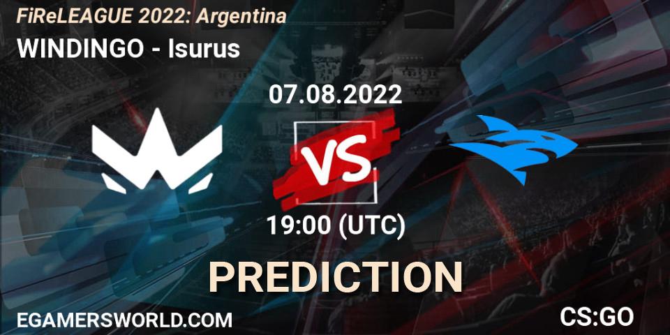 WINDINGO contre Isurus : prédiction de match. 07.08.2022 at 19:15. Counter-Strike (CS2), FiReLEAGUE 2022: Argentina