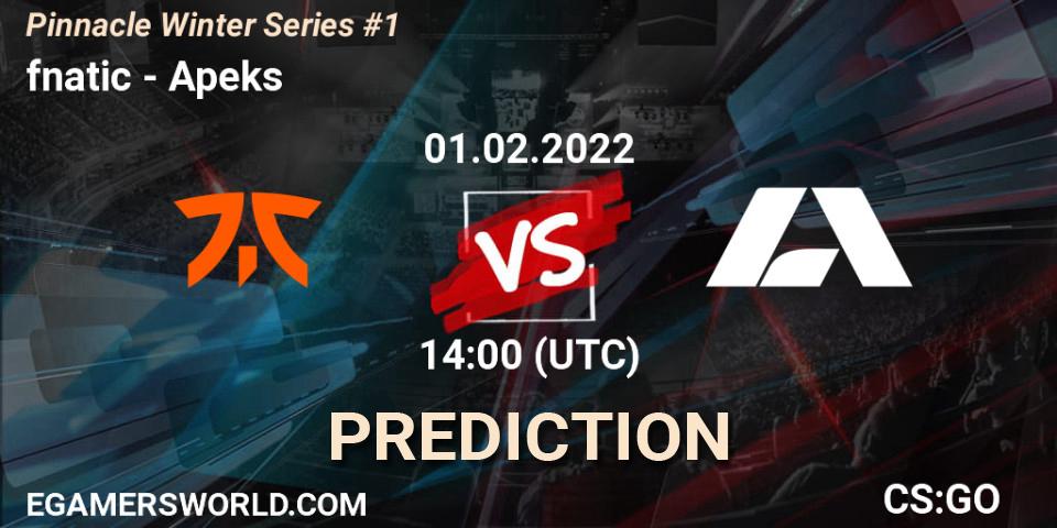 fnatic contre Apeks : prédiction de match. 01.02.22. CS2 (CS:GO), Pinnacle Winter Series #1
