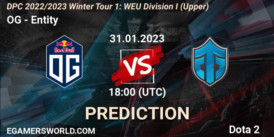 OG contre Entity : prédiction de match. 31.01.23. Dota 2, DPC 2022/2023 Winter Tour 1: WEU Division I (Upper)