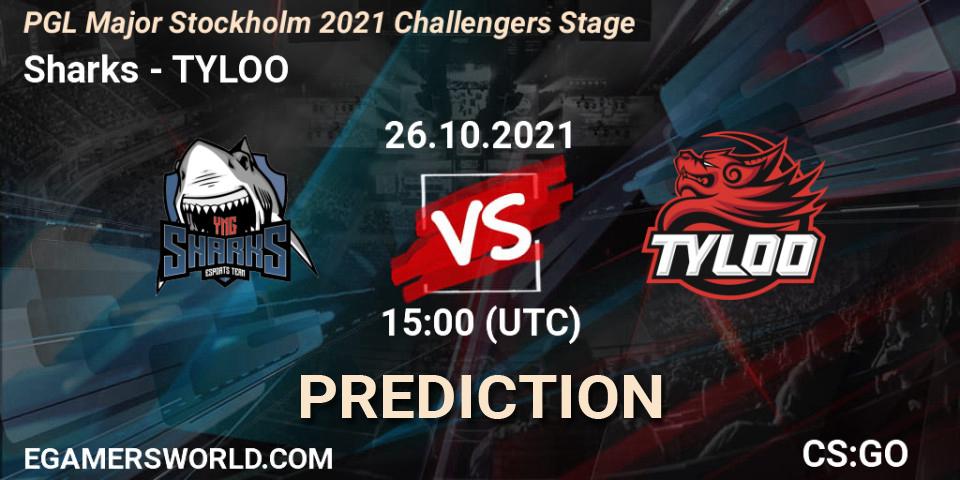 Sharks contre TYLOO : prédiction de match. 26.10.2021 at 15:35. Counter-Strike (CS2), PGL Major Stockholm 2021 Challengers Stage