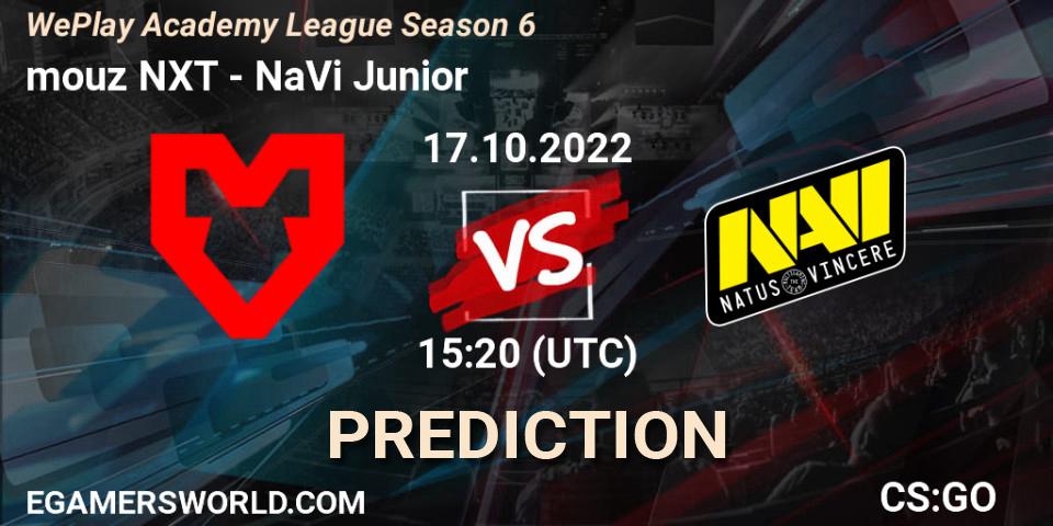 mouz NXT contre NaVi Junior : prédiction de match. 17.10.22. CS2 (CS:GO), WePlay Academy League Season 6