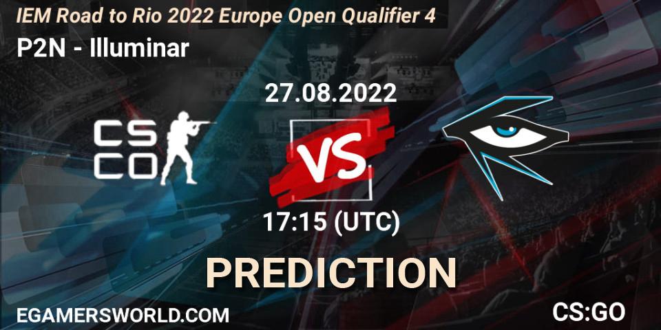 P2N contre Illuminar : prédiction de match. 27.08.2022 at 17:15. Counter-Strike (CS2), IEM Road to Rio 2022 Europe Open Qualifier 4