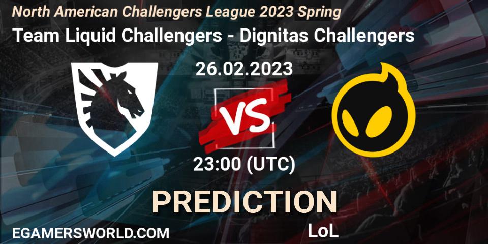 Team Liquid Challengers contre Dignitas Challengers : prédiction de match. 26.02.23. LoL, NACL 2023 Spring - Group Stage