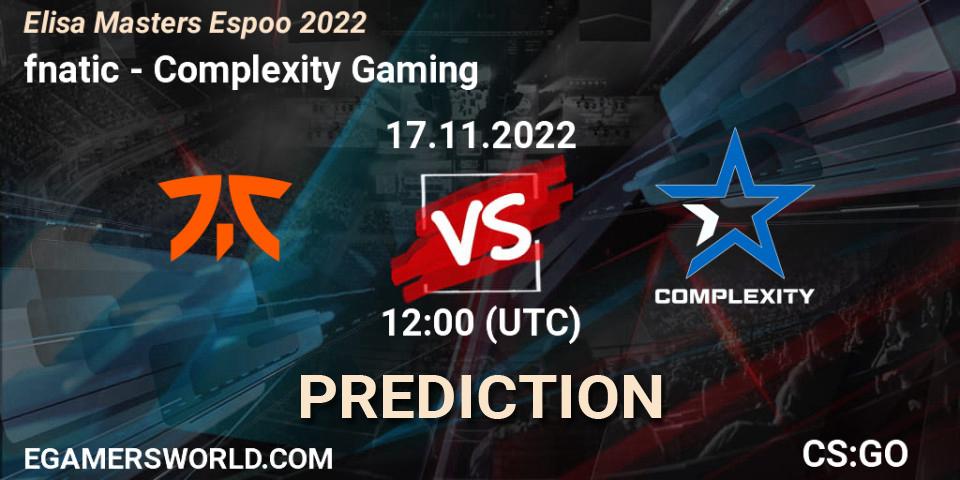 fnatic contre Complexity Gaming : prédiction de match. 17.11.22. CS2 (CS:GO), Elisa Masters Espoo 2022