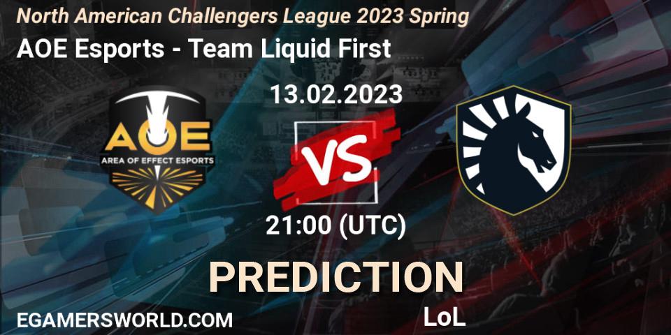 AOE Esports contre Team Liquid First : prédiction de match. 13.02.23. LoL, NACL 2023 Spring - Group Stage