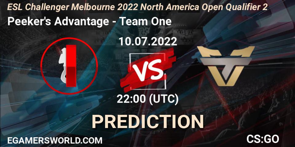 Peeker's Advantage contre Team One : prédiction de match. 10.07.22. CS2 (CS:GO), ESL Challenger Melbourne 2022 North America Open Qualifier 2