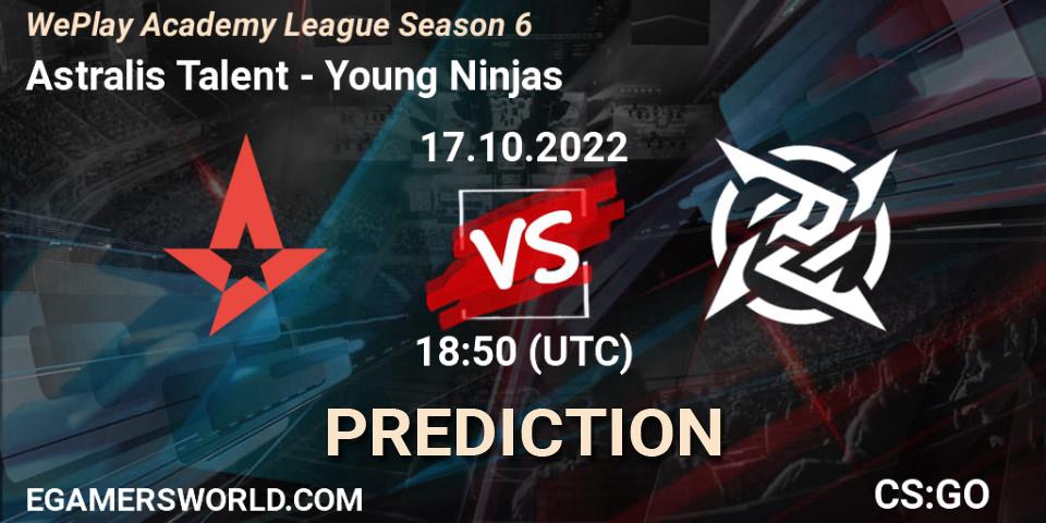 Astralis Talent contre Young Ninjas : prédiction de match. 17.10.22. CS2 (CS:GO), WePlay Academy League Season 6