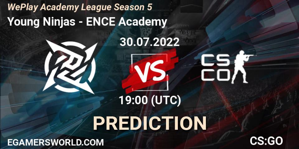 Young Ninjas contre ENCE Academy : prédiction de match. 30.07.2022 at 16:40. Counter-Strike (CS2), WePlay Academy League Season 5