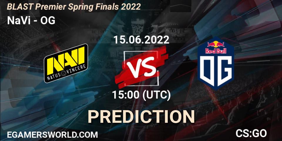 NaVi contre OG : prédiction de match. 15.06.2022 at 15:30. Counter-Strike (CS2), BLAST Premier Spring Finals 2022 