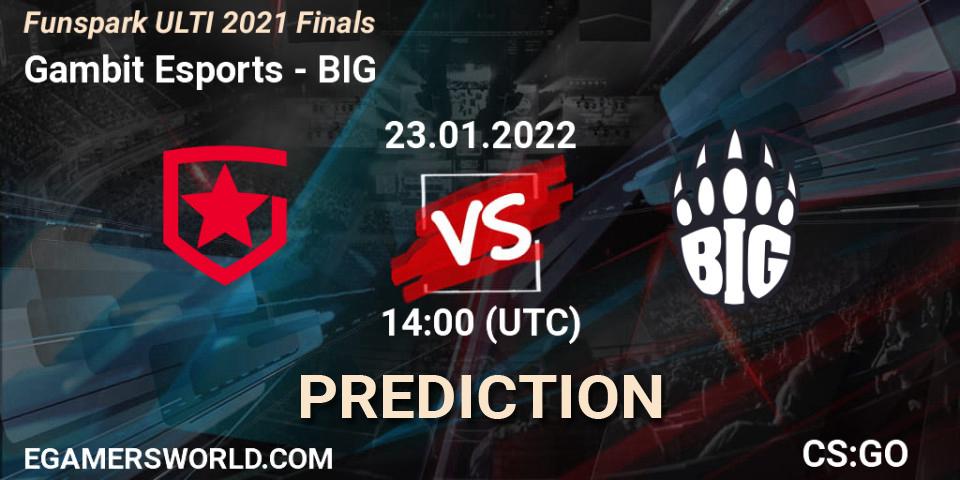 Gambit Esports contre BIG : prédiction de match. 23.01.22. CS2 (CS:GO), Funspark ULTI 2021 Finals