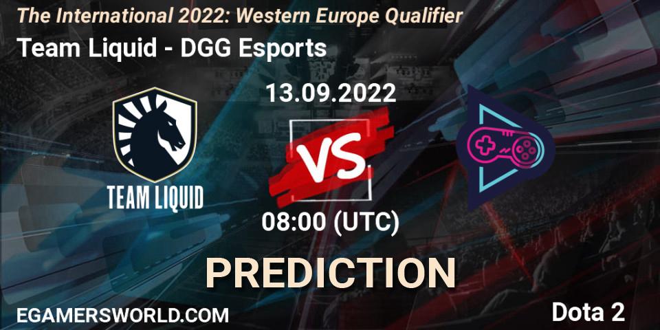Team Liquid contre DGG Esports : prédiction de match. 13.09.22. Dota 2, The International 2022: Western Europe Qualifier