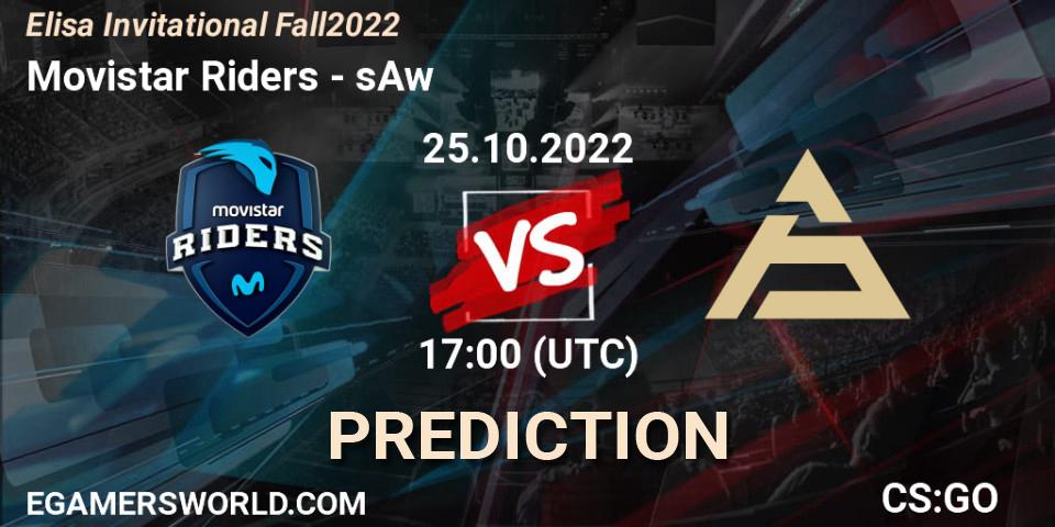 Movistar Riders contre sAw : prédiction de match. 25.10.2022 at 18:00. Counter-Strike (CS2), Elisa Invitational Fall 2022