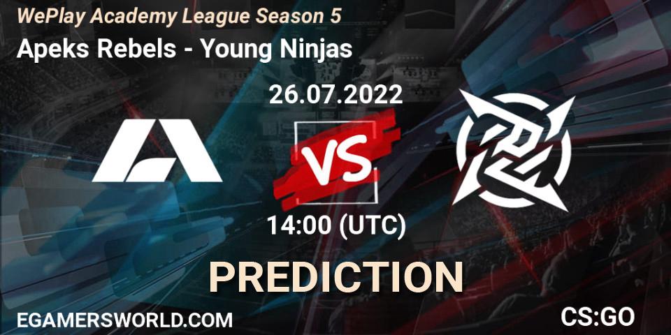 Apeks Rebels contre Young Ninjas : prédiction de match. 26.07.22. CS2 (CS:GO), WePlay Academy League Season 5
