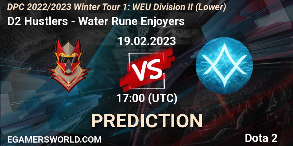 D2 Hustlers contre Water Rune Enjoyers : prédiction de match. 19.02.23. Dota 2, DPC 2022/2023 Winter Tour 1: WEU Division II (Lower)