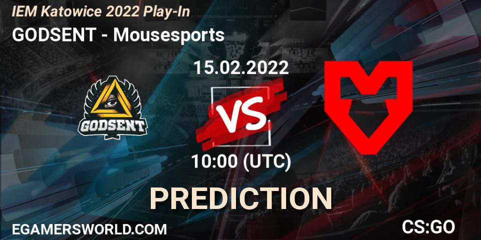 GODSENT contre Mousesports : prédiction de match. 15.02.22. CS2 (CS:GO), IEM Katowice 2022 Play-In