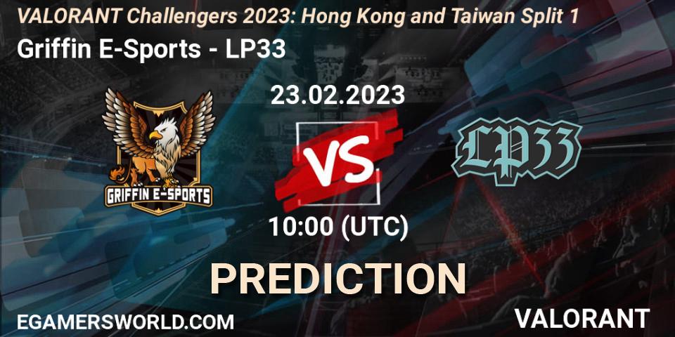 Griffin E-Sports contre LP33 : prédiction de match. 23.02.23. VALORANT, VALORANT Challengers 2023: Hong Kong and Taiwan Split 1