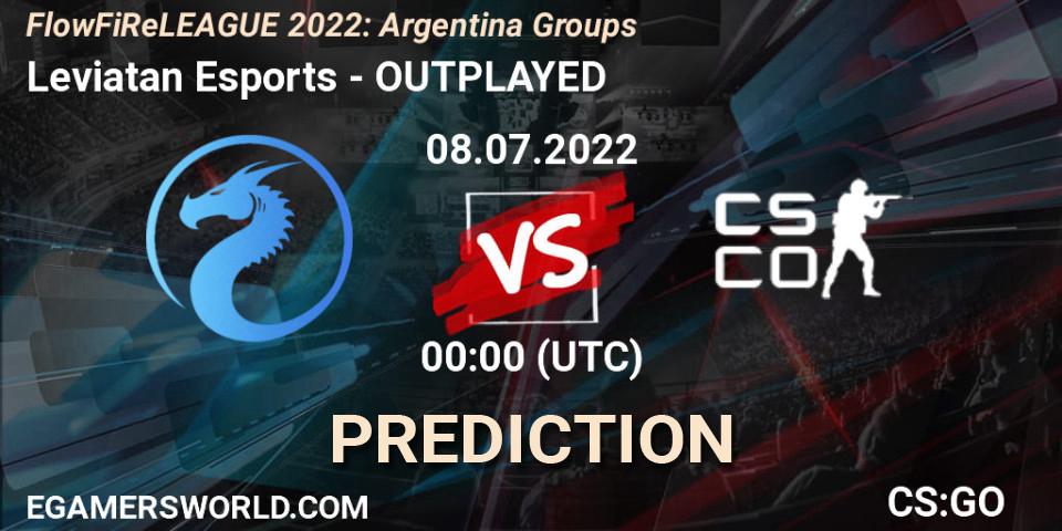 Leviatan Esports contre OUTPLAYED : prédiction de match. 08.07.2022 at 00:00. Counter-Strike (CS2), FlowFiReLEAGUE 2022: Argentina Groups