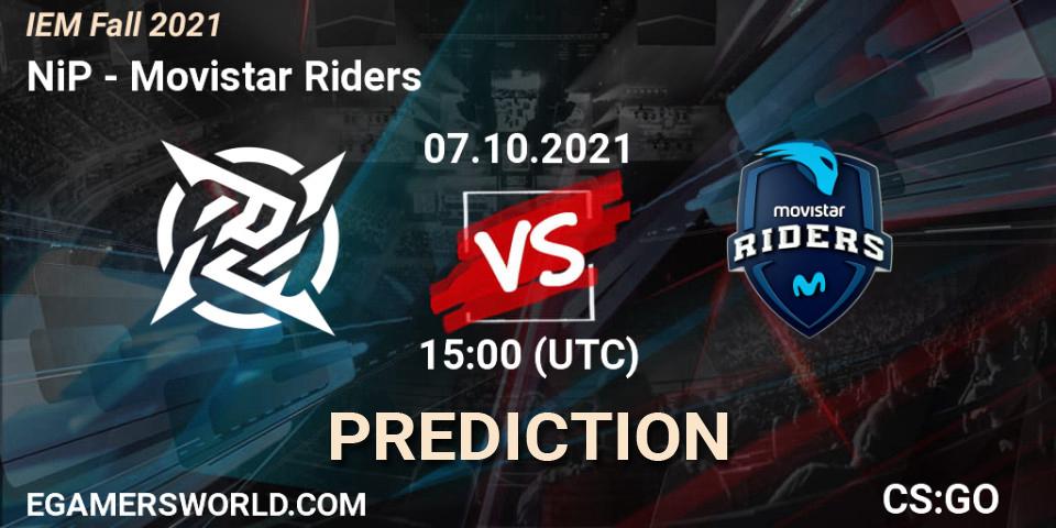 NiP contre Movistar Riders : prédiction de match. 07.10.2021 at 15:00. Counter-Strike (CS2), IEM Fall 2021: Europe RMR