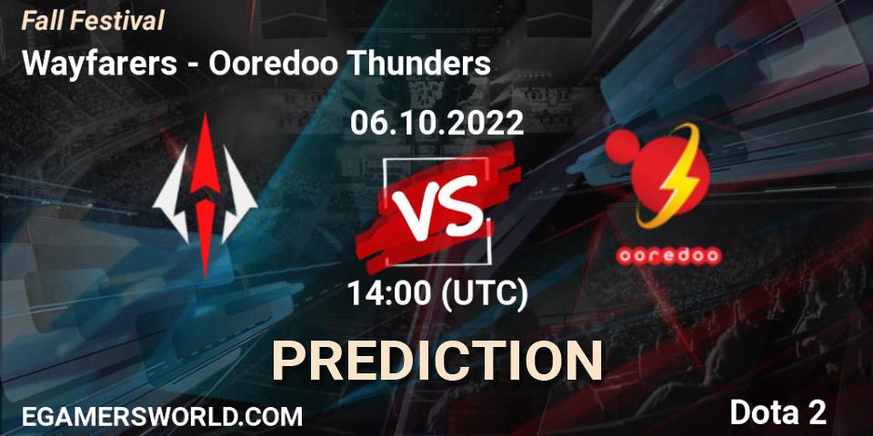 Wayfarers contre Ooredoo Thunders : prédiction de match. 06.10.2022 at 14:02. Dota 2, Fall Festival