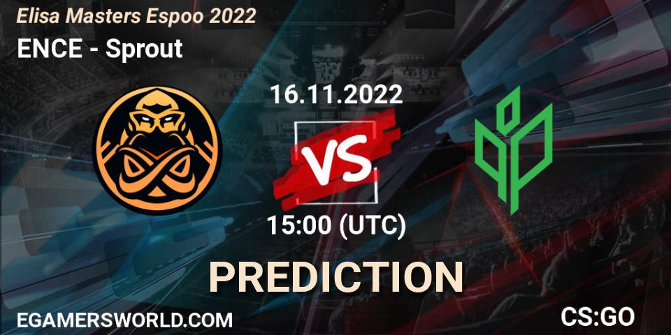 ENCE contre Sprout : prédiction de match. 16.11.2022 at 16:10. Counter-Strike (CS2), Elisa Masters Espoo 2022