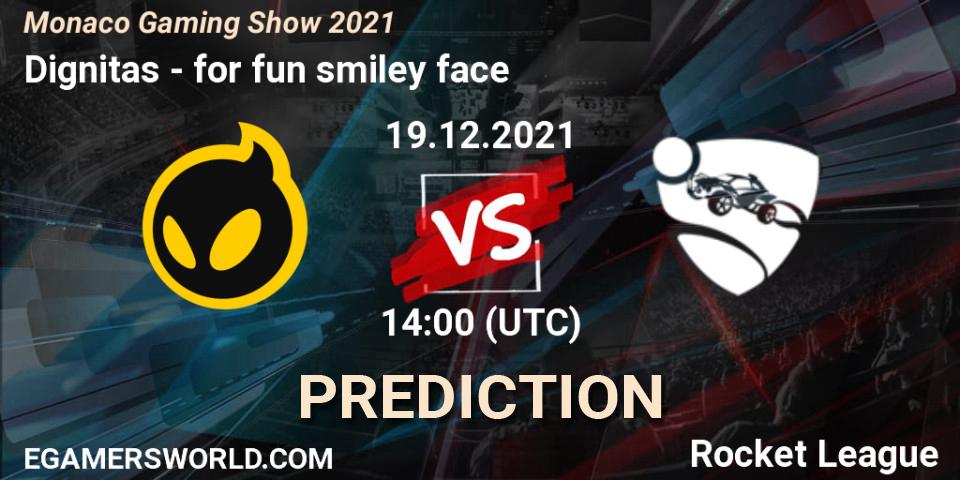Dignitas contre for fun smiley face : prédiction de match. 19.12.2021 at 14:00. Rocket League, Monaco Gaming Show 2021