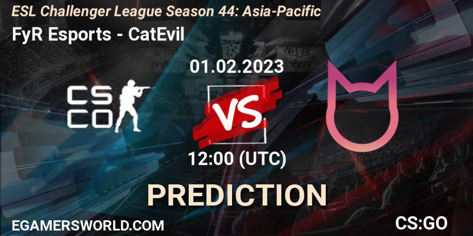 FyR Esports contre CatEvil : prédiction de match. 01.02.23. CS2 (CS:GO), ESL Challenger League Season 44: Asia-Pacific