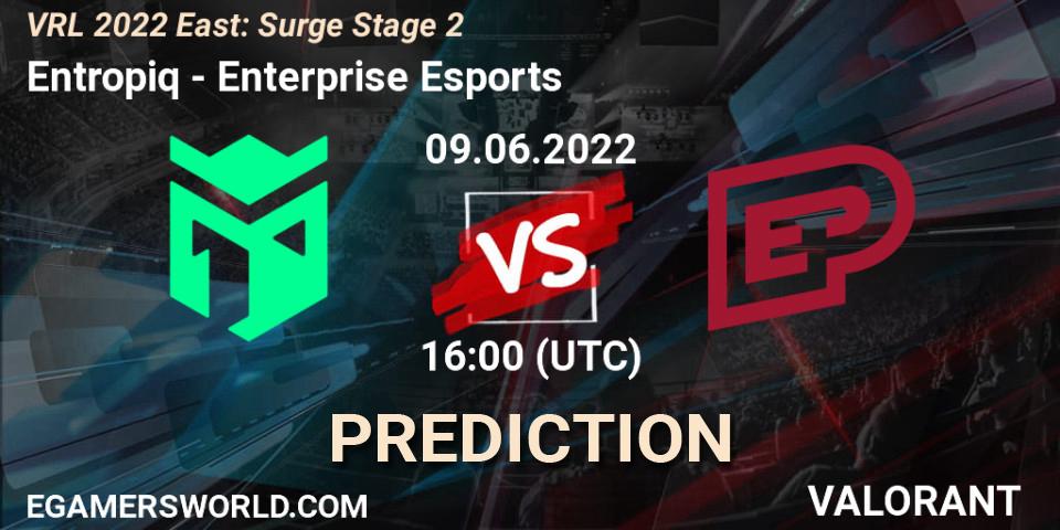 Entropiq contre Enterprise Esports : prédiction de match. 09.06.2022 at 16:25. VALORANT, VRL 2022 East: Surge Stage 2