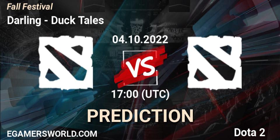 Darling contre Duck Tales : prédiction de match. 04.10.2022 at 17:15. Dota 2, Fall Festival