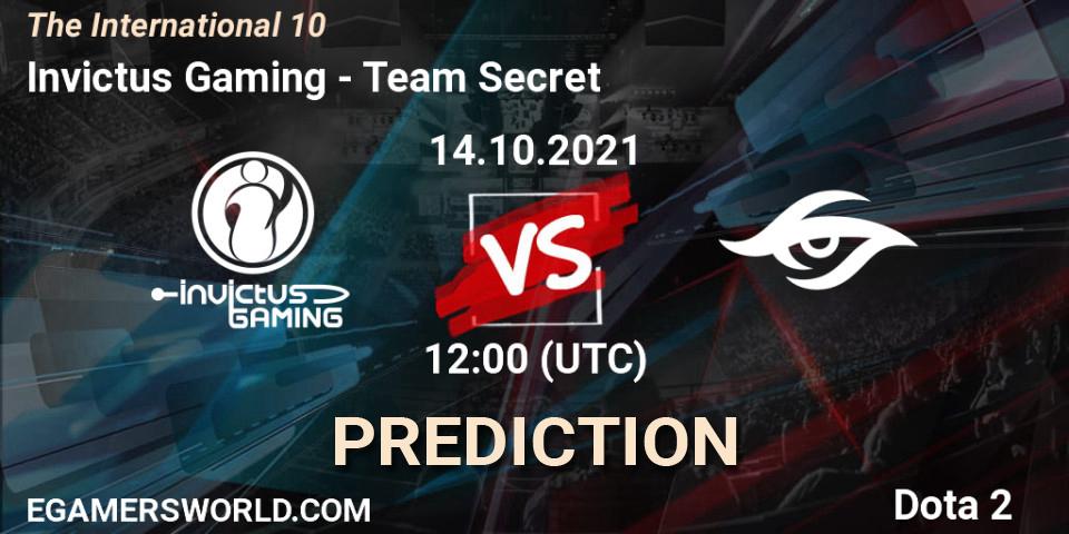 Invictus Gaming contre Team Secret : prédiction de match. 14.10.2021 at 14:53. Dota 2, The Internationa 2021