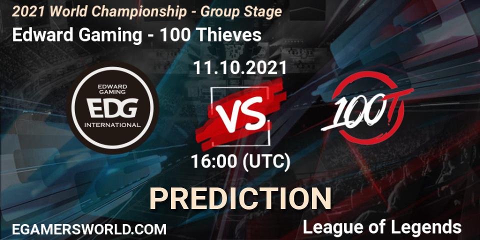 Edward Gaming contre 100 Thieves : prédiction de match. 11.10.2021 at 16:00. LoL, 2021 World Championship - Group Stage