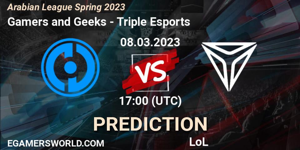 Gamers and Geeks contre Triple Esports : prédiction de match. 15.02.23. LoL, Arabian League Spring 2023
