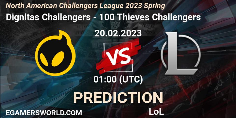Dignitas Challengers contre 100 Thieves Challengers : prédiction de match. 20.02.23. LoL, NACL 2023 Spring - Group Stage