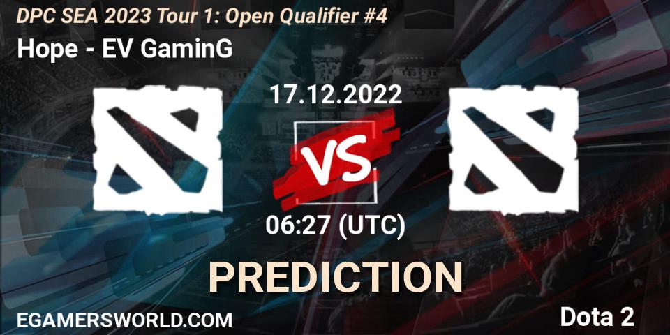 Hope contre EV GaminG : prédiction de match. 17.12.2022 at 06:27. Dota 2, DPC SEA 2023 Tour 1: Open Qualifier #4