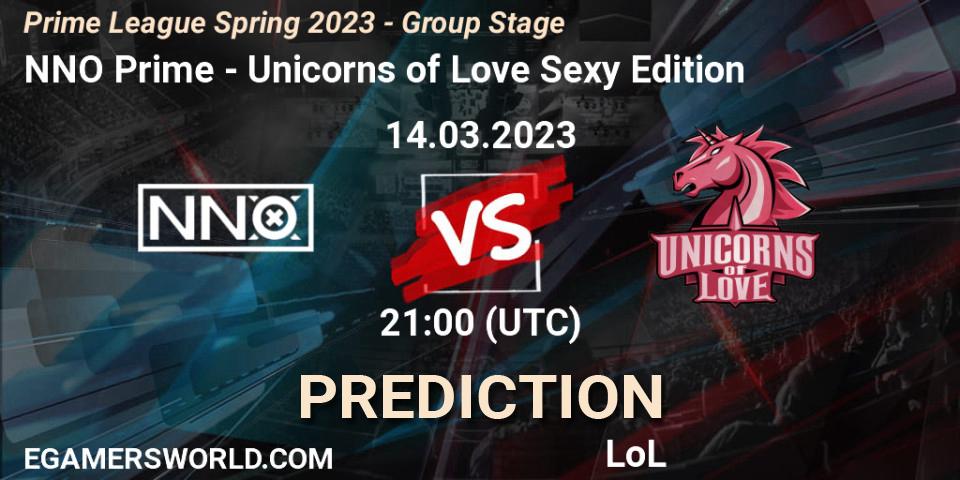 NNO Prime contre Unicorns of Love Sexy Edition : prédiction de match. 14.03.23. LoL, Prime League Spring 2023 - Group Stage