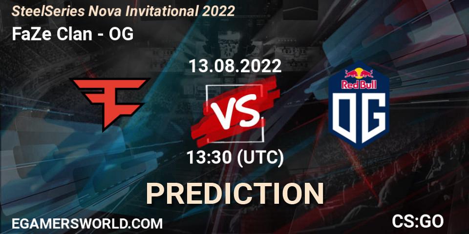 FaZe Clan contre OG : prédiction de match. 13.08.2022 at 13:40. Counter-Strike (CS2), SteelSeries Nova Invitational 2022
