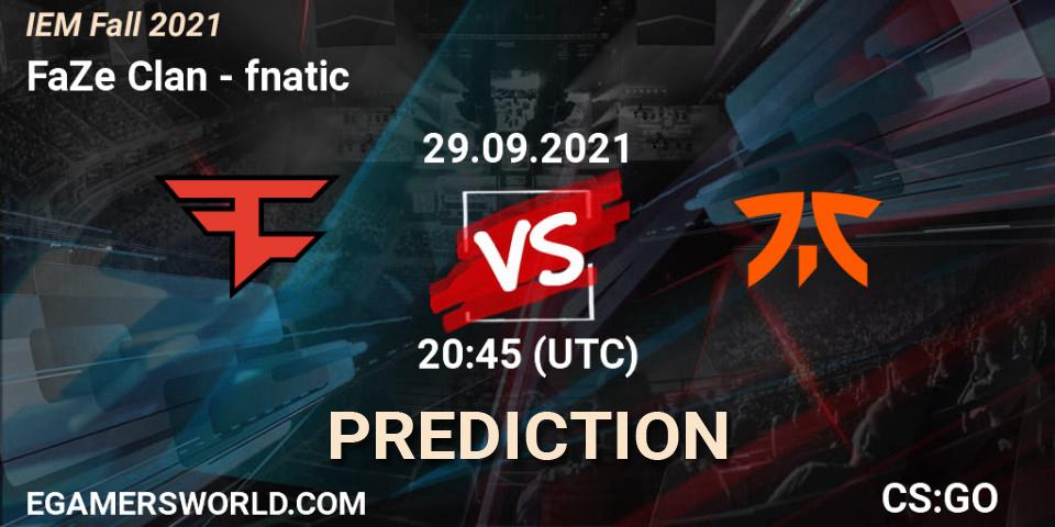 FaZe Clan contre fnatic : prédiction de match. 29.09.21. CS2 (CS:GO), IEM Fall 2021: Europe RMR