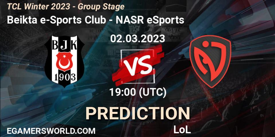 Beşiktaş e-Sports contre NASR eSports : prédiction de match. 09.03.2023 at 19:00. LoL, TCL Winter 2023 - Group Stage