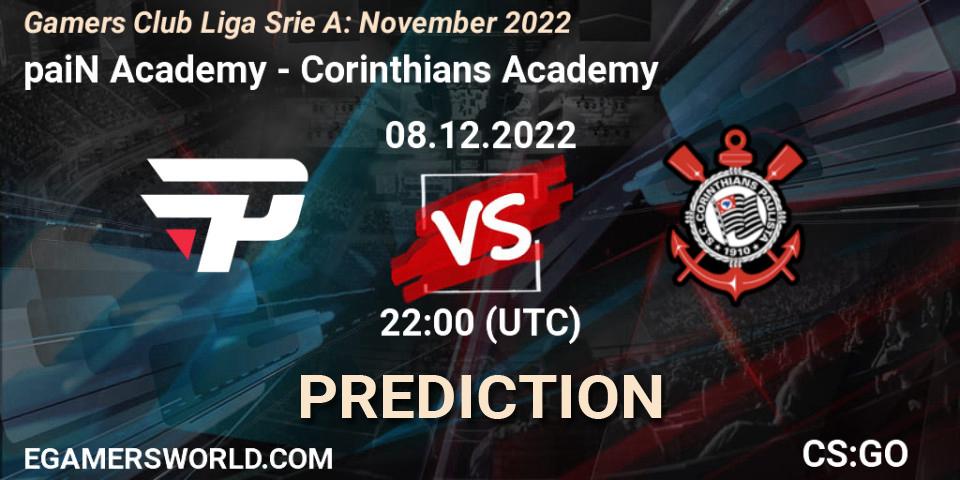 paiN Academy contre Corinthians Academy : prédiction de match. 08.12.22. CS2 (CS:GO), Gamers Club Liga Série A: November 2022