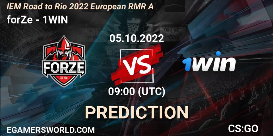 forZe contre 1WIN : prédiction de match. 05.10.22. CS2 (CS:GO), IEM Road to Rio 2022 European RMR A