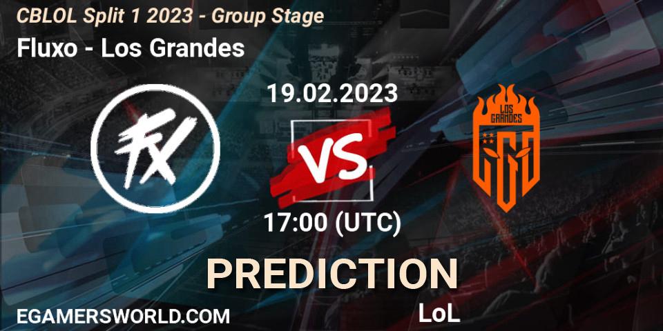 Fluxo contre Los Grandes : prédiction de match. 19.02.2023 at 17:00. LoL, CBLOL Split 1 2023 - Group Stage