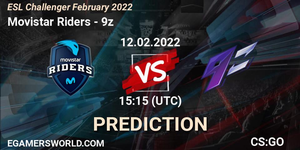 Movistar Riders contre 9z : prédiction de match. 12.02.2022 at 15:15. Counter-Strike (CS2), ESL Challenger February 2022