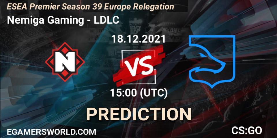 Nemiga Gaming contre LDLC : prédiction de match. 18.12.2021 at 15:00. Counter-Strike (CS2), ESEA Premier Season 39 Europe Relegation