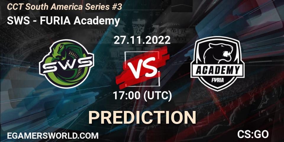 SWS contre FURIA Academy : prédiction de match. 27.11.2022 at 17:00. Counter-Strike (CS2), CCT South America Series #3