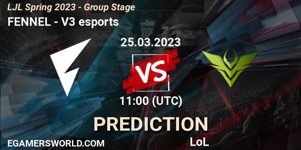 FENNEL contre V3 esports : prédiction de match. 25.03.23. LoL, LJL Spring 2023 - Group Stage