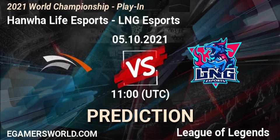 Hanwha Life Esports contre LNG Esports : prédiction de match. 05.10.2021 at 11:00. LoL, 2021 World Championship - Play-In