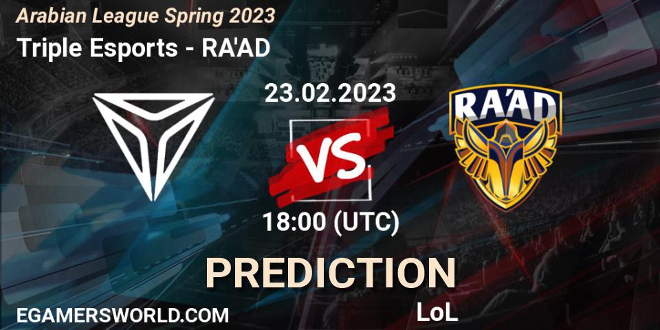Triple Esports contre RA'AD : prédiction de match. 03.02.23. LoL, Arabian League Spring 2023